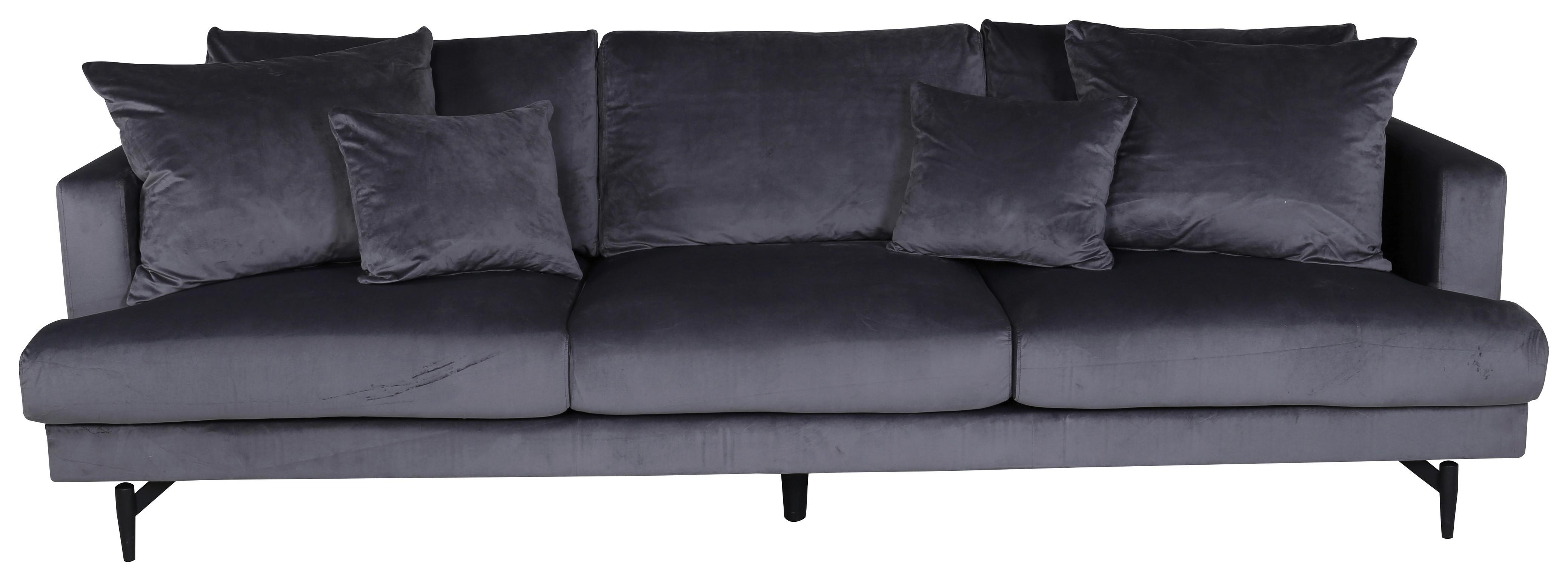 3-sitzer-sofa Sofia - Dunkelgrau/Schwarz, Design, Kunststoff/Textil (260/86/88cm) - Livetastic