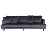 3-Sitzer-Sofa Sofia - Dunkelgrau/Schwarz, Design, Kunststoff/Textil (260/86/88cm) - Livetastic