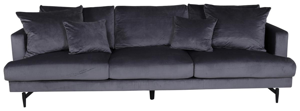 3-Sitzer-Sofa Sofia - Dunkelgrau/Schwarz, Design, Kunststoff/Textil (260/86/88cm) - Livetastic