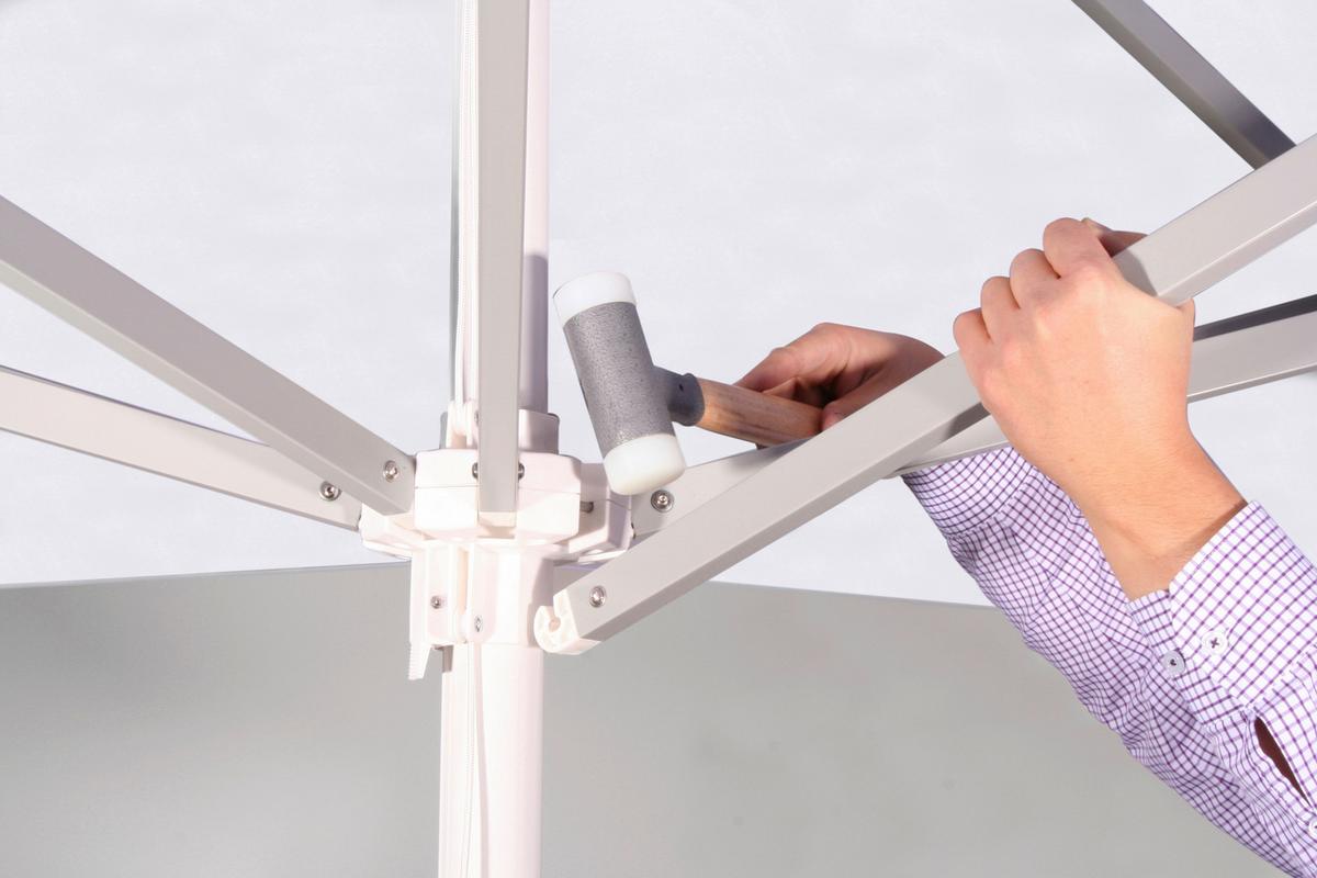 Ampelschirm Jumbo LxBxH: 400x295x400 cm Weiß - Silberfarben/Weiß, Basics, Textil/Metall (400/295/400cm) - Schneider