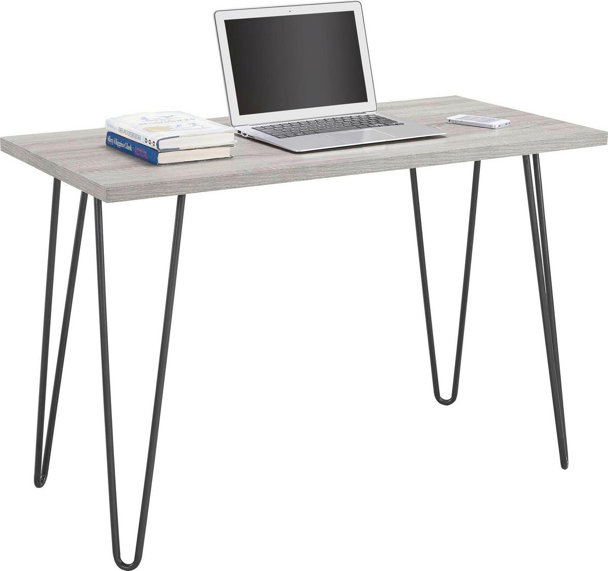 Schreibtisch Owen Grau L: 100cm - Schwarz/Grau, Design, Holzwerkstoff/Metall (100/49/70cm) - MID.YOU