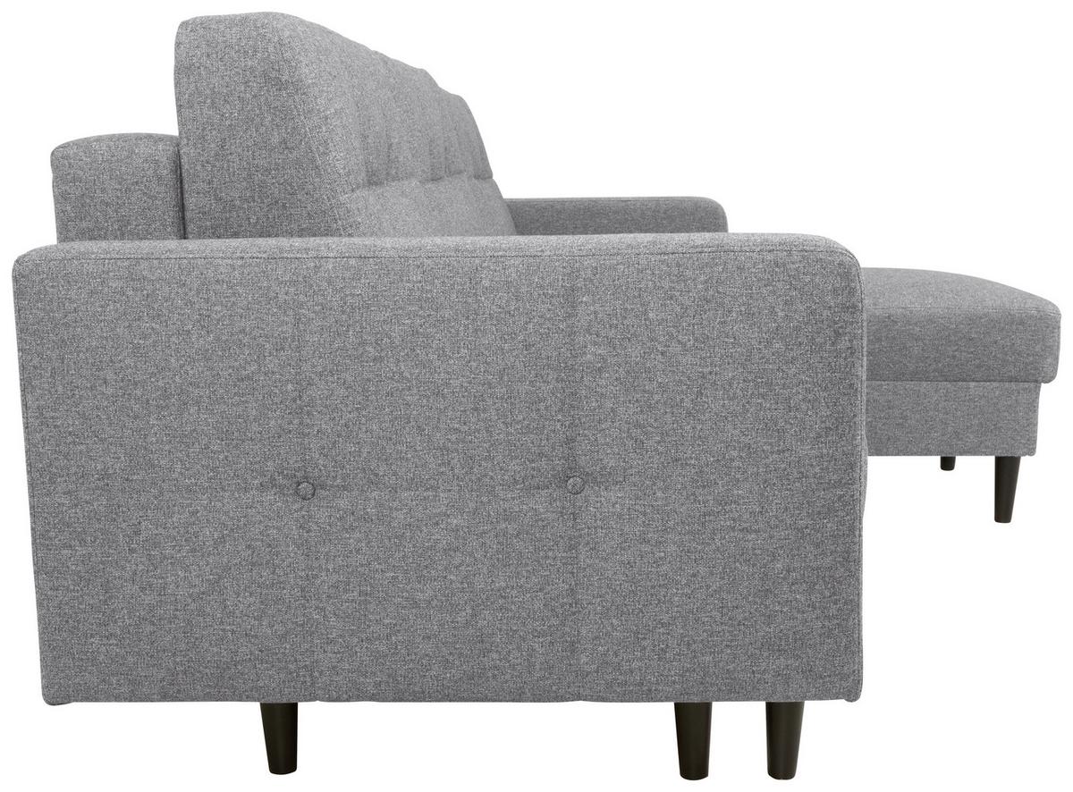 Eckschlafsofa Noret Hellgrau S: 223/157 cm - Dunkelgrau/Schwarz, KONVENTIONELL, Textil (223/157cm) - MID.YOU