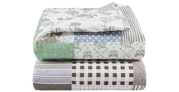 Tagesdecke Kamila 220x240 Cm Blau/grün/weiß - Blau/Weiß, ROMANTIK / LANDHAUS, Textil (220/240cm) - James Wood