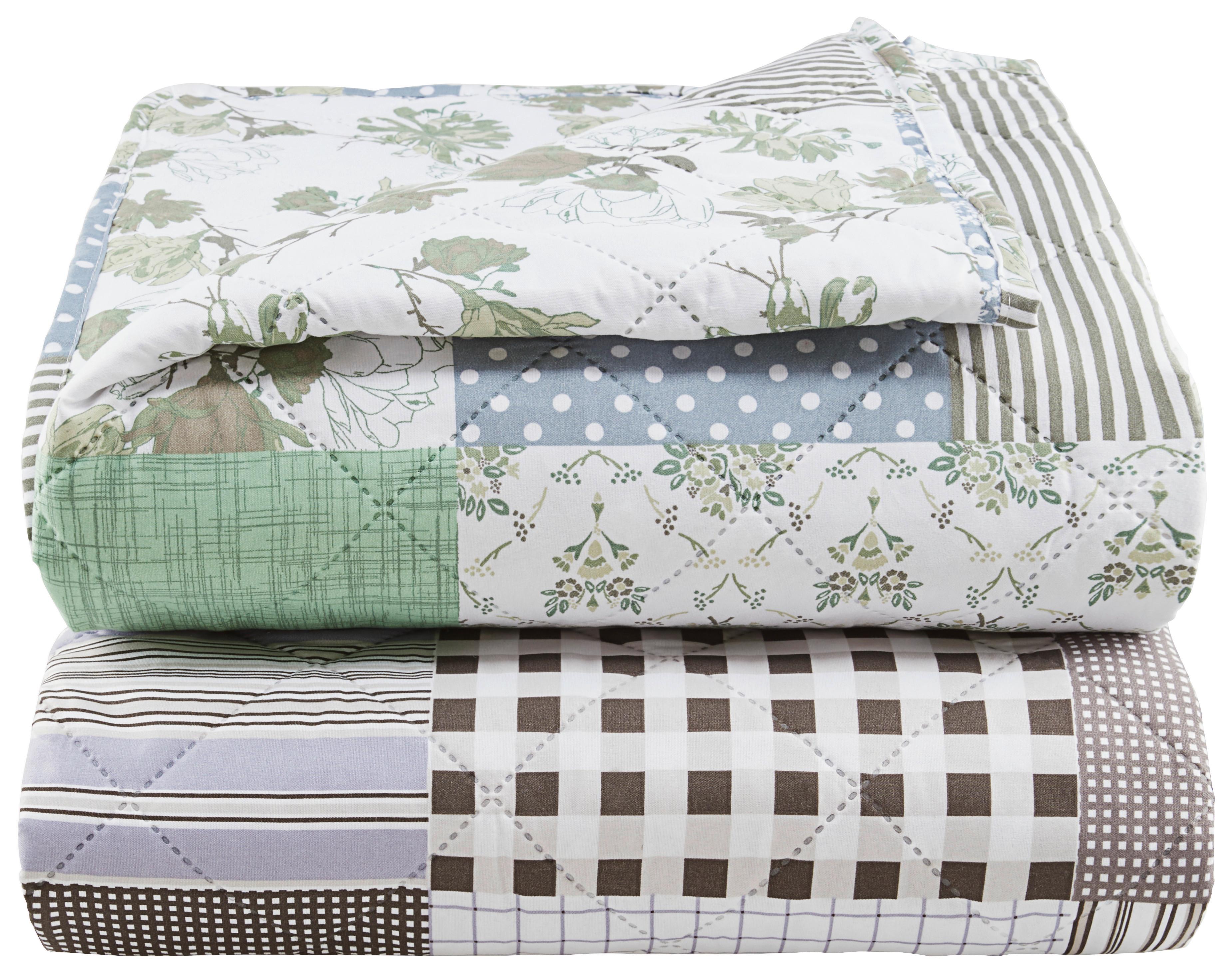 Tagesdecke Kamila 220x240 Cm Blau/grün/weiß - Blau/Weiß, ROMANTIK / LANDHAUS, Textil (220/240cm) - James Wood