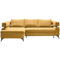 Sedacia súprava ROSALIE, ľavá s úložným priestorom a lôžkom - čierna/kari žltá, Konventionell, kov/textil (184/265cm)