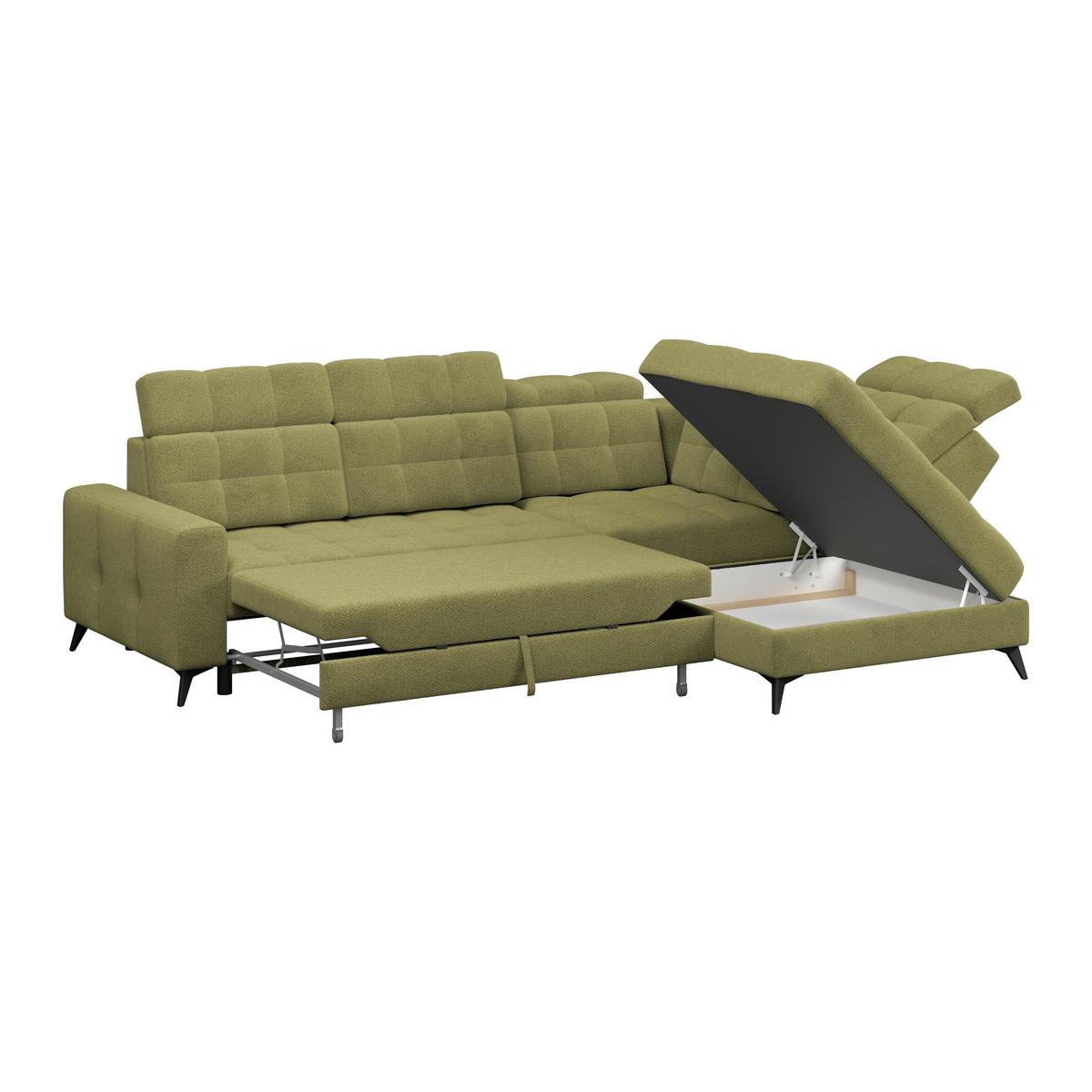 Ecksofa Barletta New Velours Grün, 289x228cm - Schwarz/Grün, ROMANTIK / LANDHAUS, Textil (289/228cm) - Luca Bessoni