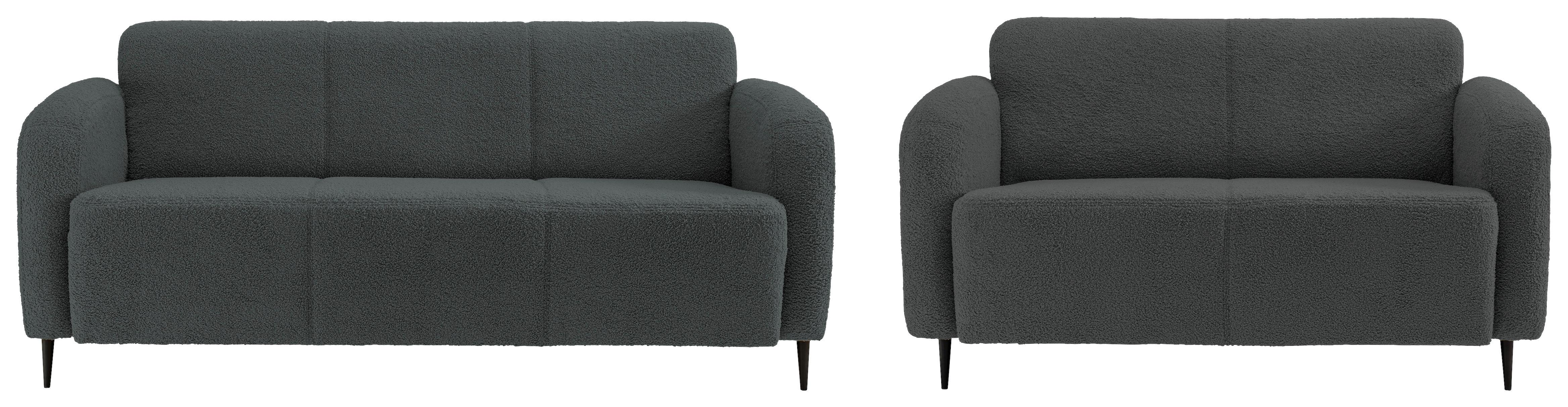 Sitzgarnitur 2-Tlg. Marone Anthrazit - Anthrazit/Schwarz, MODERN, Textil (180/76/90cm) - Livetastic