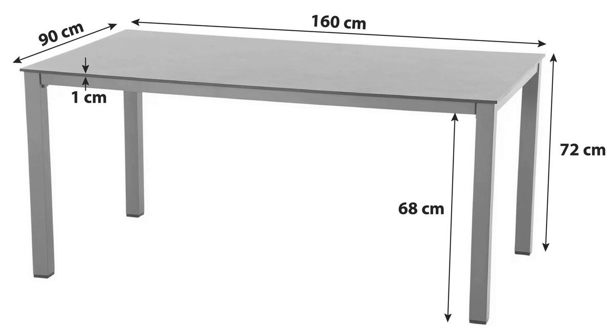 Gartentisch Metall/Kunststoff/ Holzwerkstoff L 160 cm - Anthrazit, KONVENTIONELL, Holzwerkstoff/Kunststoff (160/90/72cm) - Siena Garden