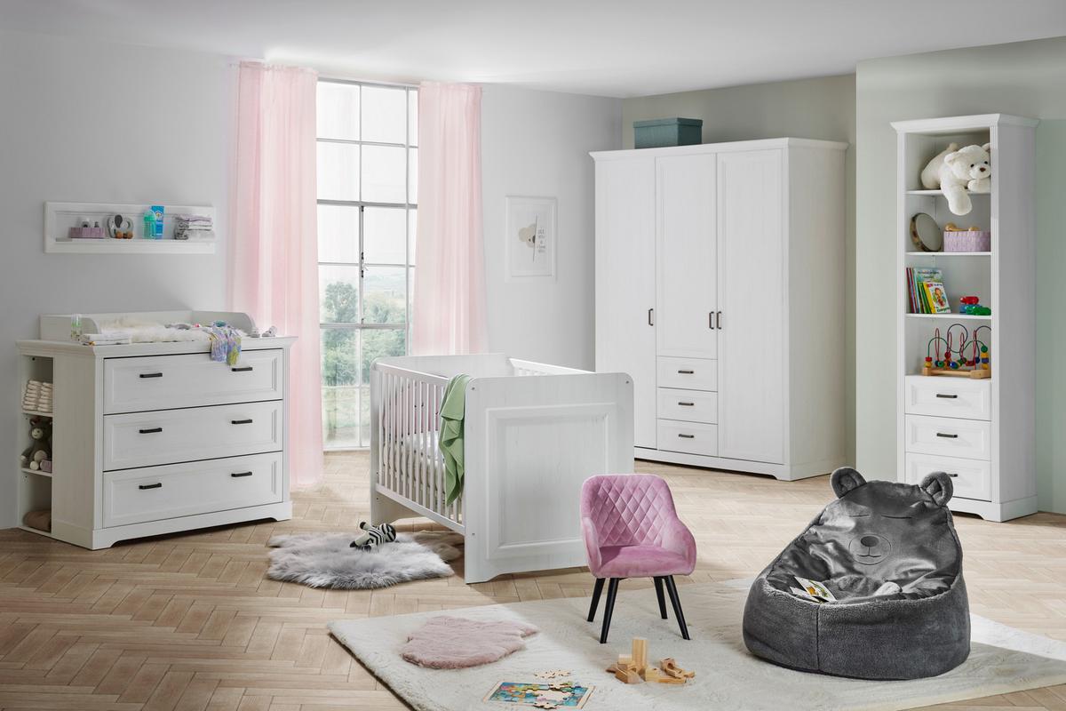 ŠATNÍ SKŘÍŇ MARILOU - bílá/barvy niklu, Romantický / Rustikální, kov/kompozitní dřevo (164/206/64cm)