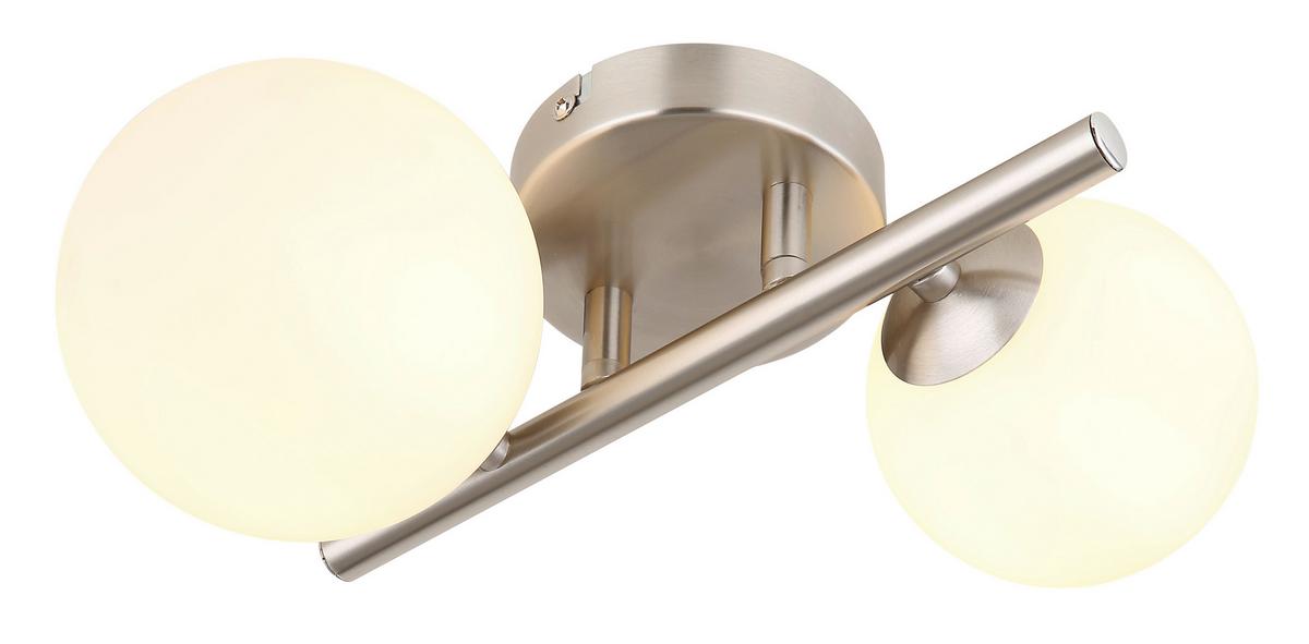 Led-wandleuchte 56140-2w - Opal/Nickelfarben, KONVENTIONELL, Glas/Metall (25/26/12,5cm) - Globo