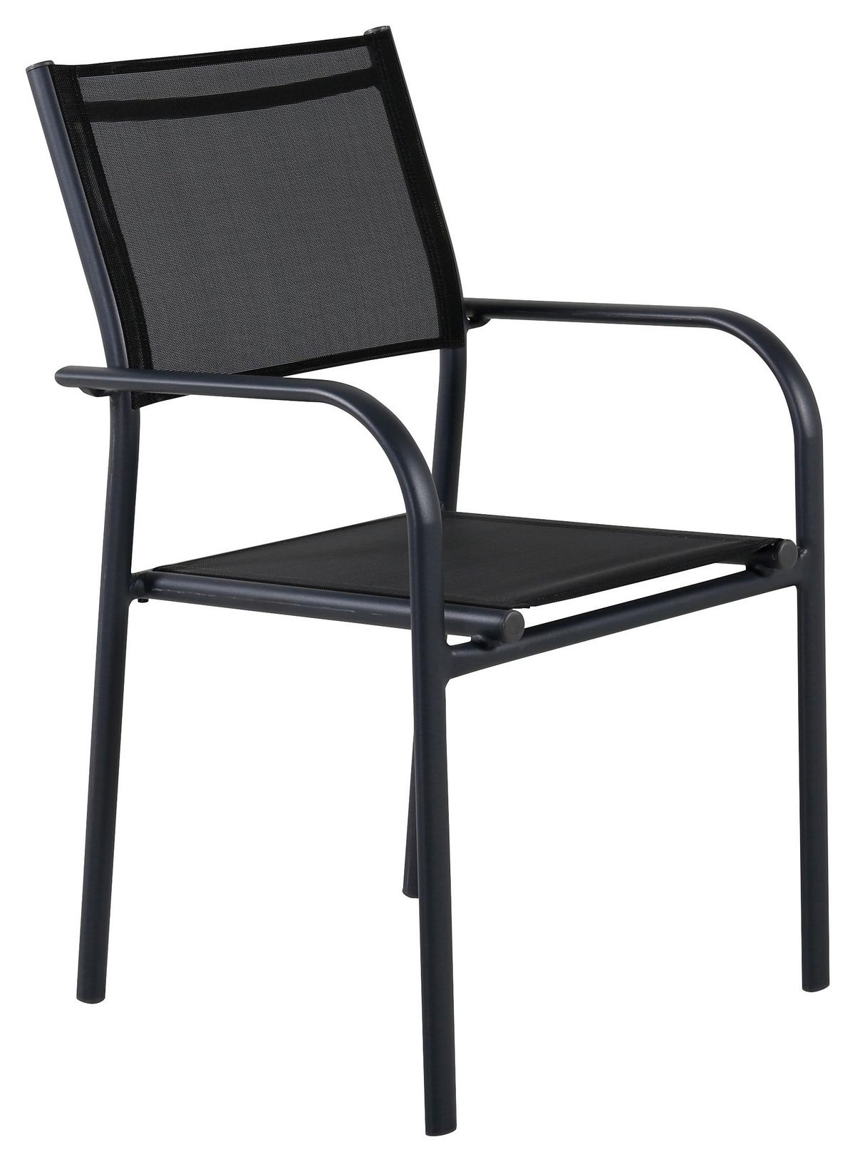 Gartensessel-set Stapelbar Santorini Aluminium - Schwarz, KONVENTIONELL, Metall (56/90/55cm) - Gardenson