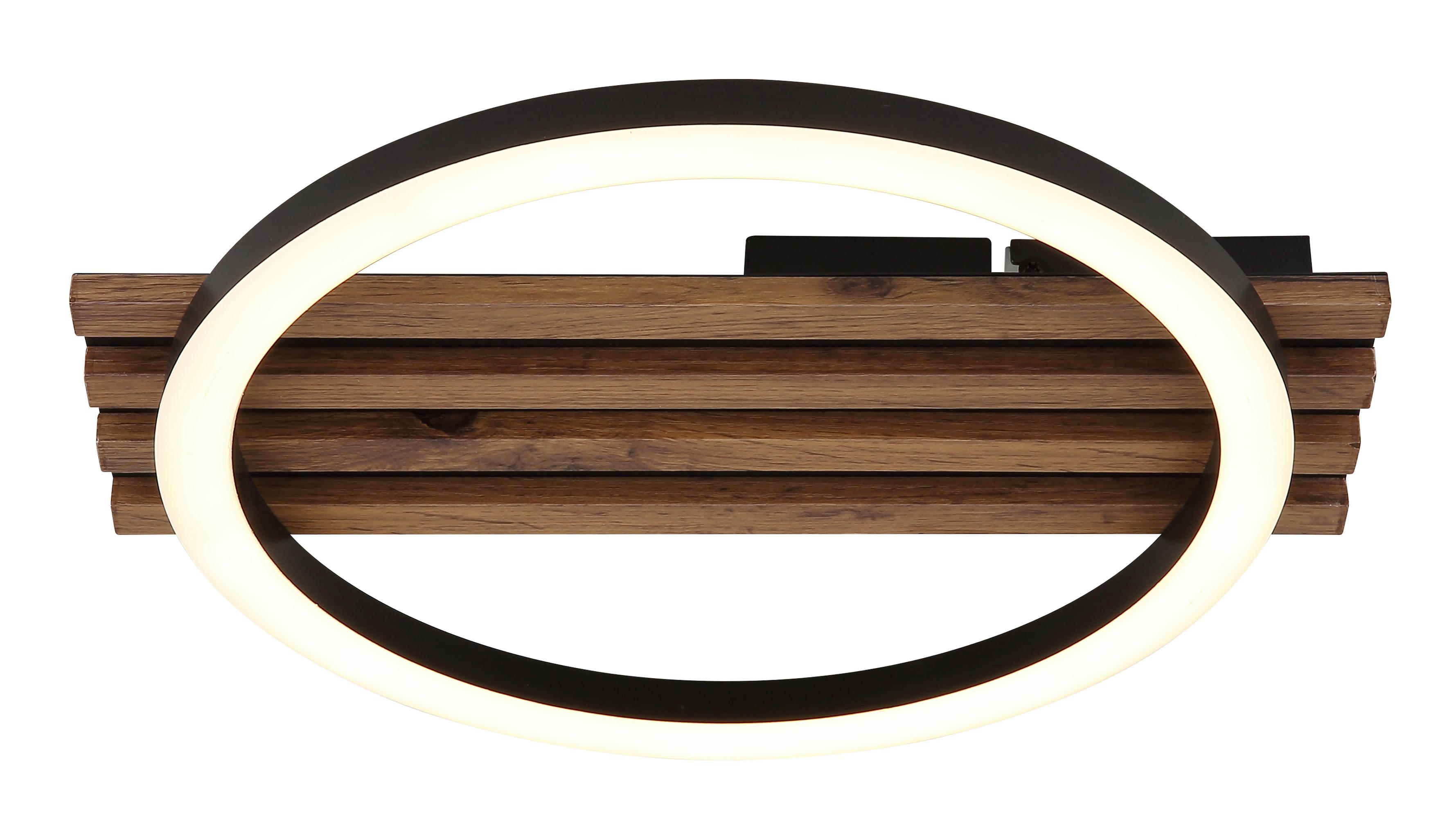 LED-Deckenleuchte Tisha L:34cm Schwarz Weiß Dunkelbraun - Dunkelbraun/Schwarz, Natur, Holzwerkstoff/Kunststoff (34/30/6cm) - Globo