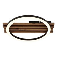 Led-deckenleuchte Tisha L:34cm Schwarz Weiß Dunkelbraun - Dunkelbraun/Schwarz, Natur, Holzwerkstoff/Kunststoff (34/30/6cm) - Globo