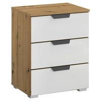 Nachtkästchen Weiß/eiche Dekor H: 62 Cm Artemis - Alufarben/Weiß, MODERN, Glas/Holzwerkstoff (47/62/42cm) - Rauch Möbel
