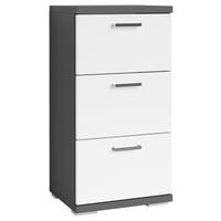Badezimmer Unterschrank Nebraska BxH 35,5x74 cm - Chromfarben/Weiß Hochglanz, MODERN, Holzwerkstoff (35,5/74/31,5cm) - MID.YOU