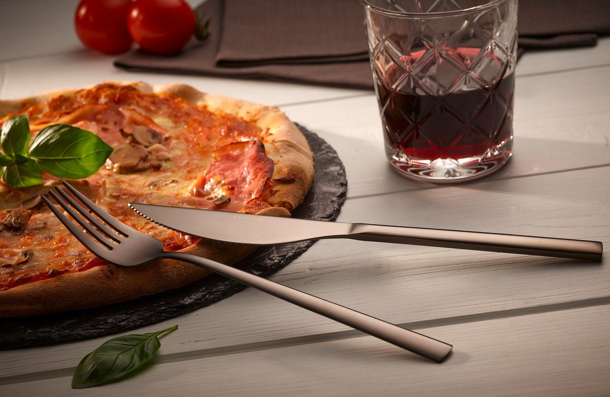 Pizzabesteck 4-Teilig für 2 Personen - Schwarz, Basics, Metall (23cm) - Echtwerk