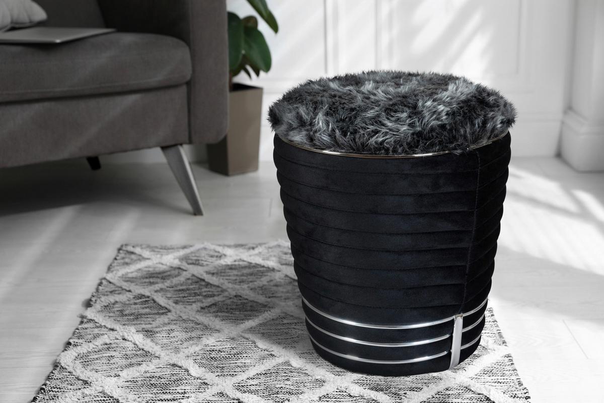 Hocker Doric 325 Graphitfarben/Schwarz D: 42 cm - Graphitfarben/Schwarz, Design, Textil (42/50cm) - Kayoom
