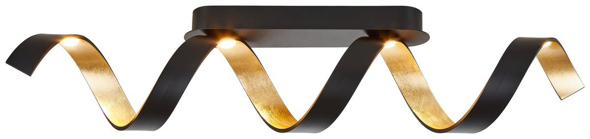 Led-deckenleuchte Helix L: 80 Cm Mit 3 Helligkeitsstufen - Goldfarben/Schwarz, Design, Metall (80/35/13,5cm)