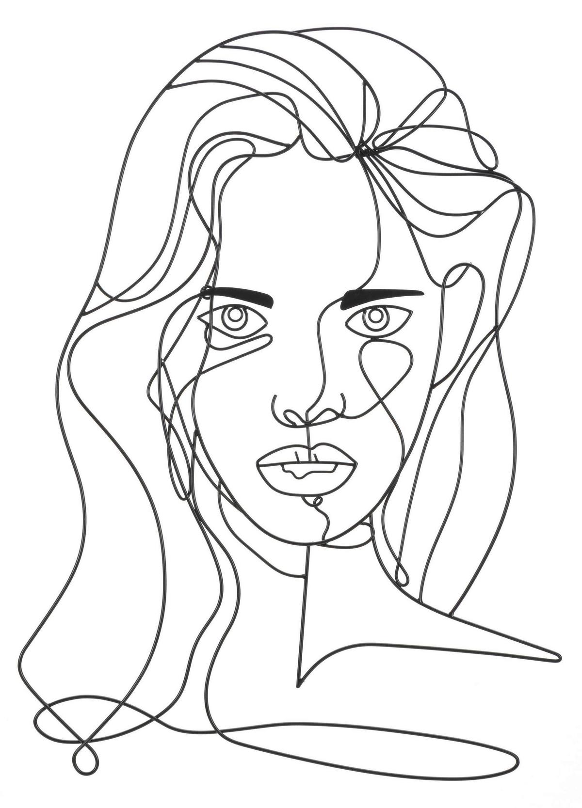 NÁSTENNÁ DEKORÁCIA FACE - čierna, Basics, kov (57/80/1.3cm)