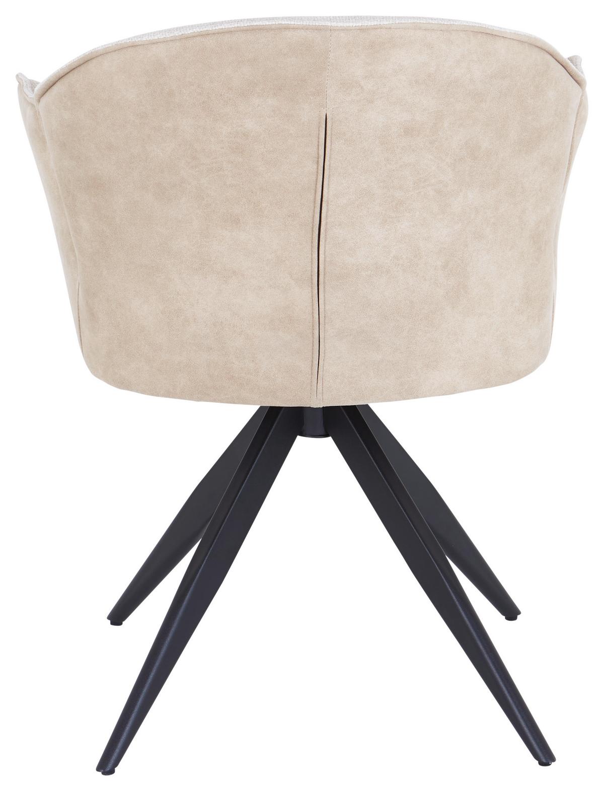 Armlehnstuhl Hilda Schwarz/Beige Gepolstert - Beige/Schwarz, MODERN, Textil/Metall (61/81/60cm) - MID.YOU