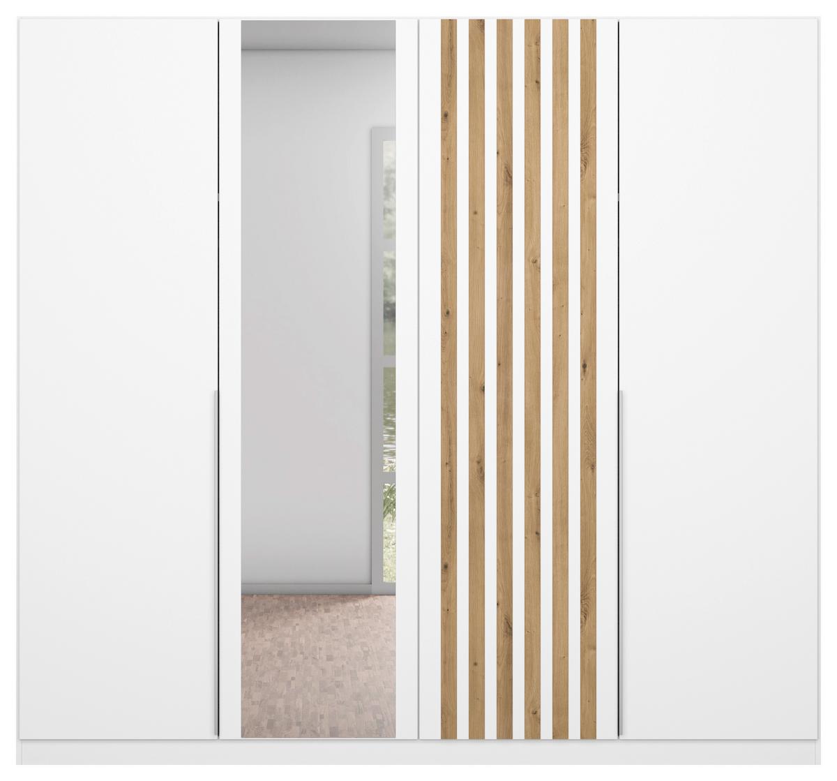 Drehtürenschrank 226 cm Lamella Weiß/Eiche Dekor - Weiß/Eiche Artisan, MODERN, Holzwerkstoff (226/210/54cm) - Rauch Möbel