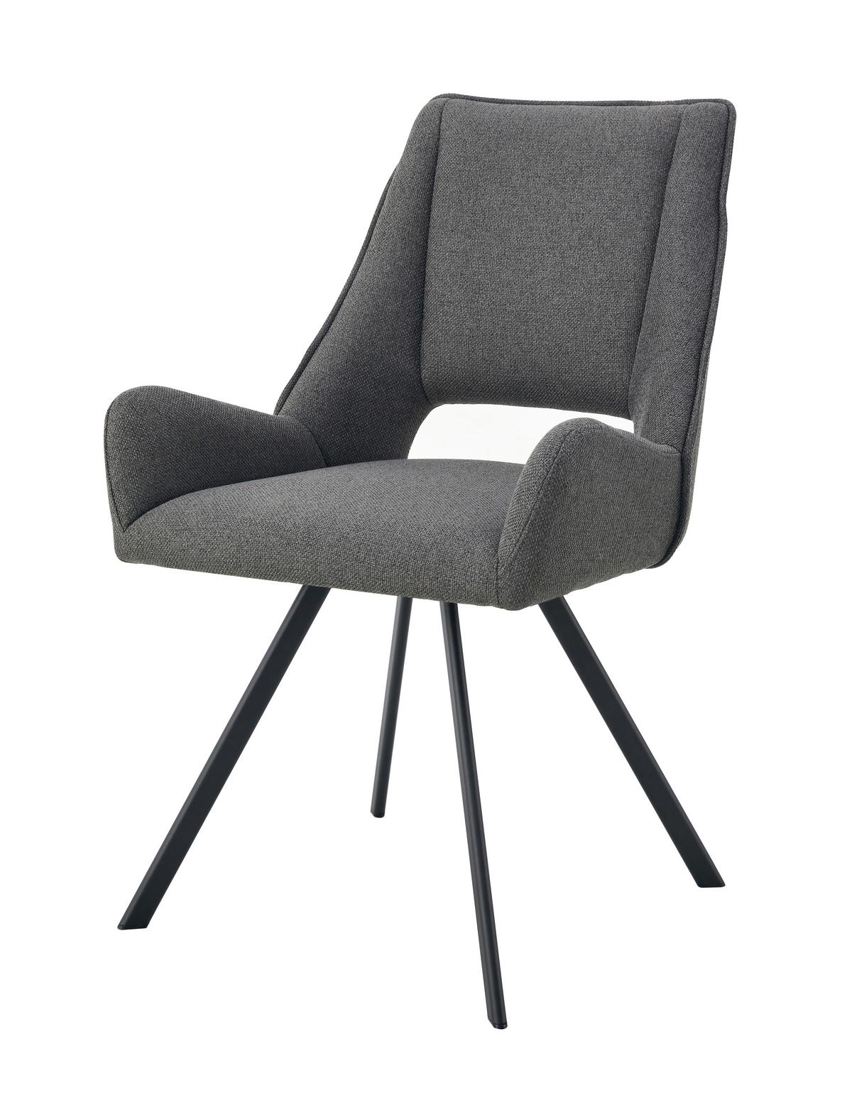 Stuhl-Set Helen Anthrazit B: 56 cm - Anthrazit/Schwarz, MODERN, Textil/Metall (56/91/63cm) - MID.YOU