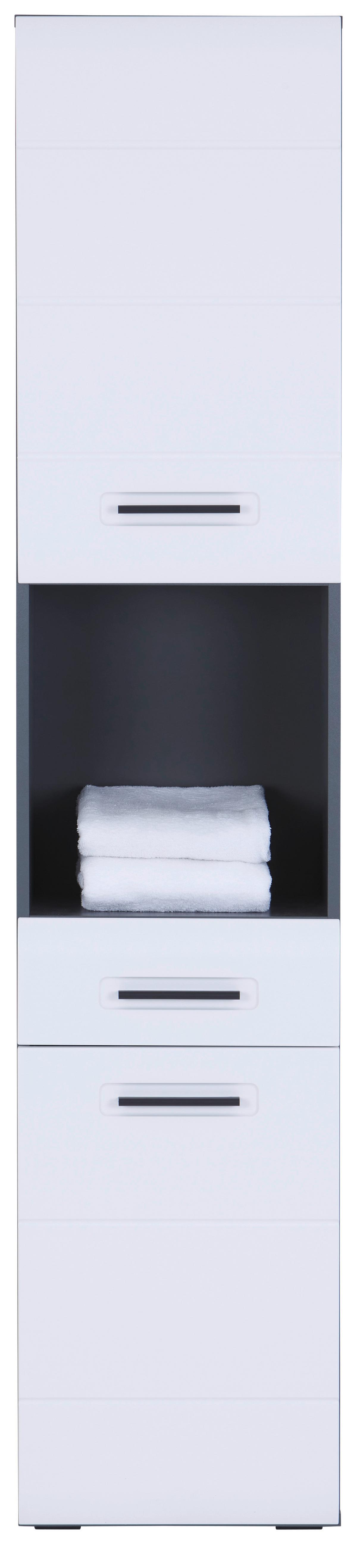 Badezimmer Hochschrank Pearl New Snol 117 BxH 40x188,5 cm - Anthrazit/Weiß, KONVENTIONELL, Holzwerkstoff (40/188,5/29,6cm)