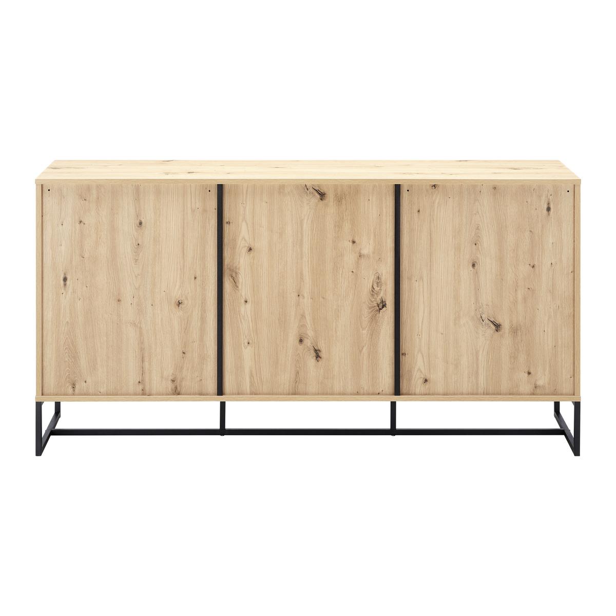 Komoda FOSCA - čierna/farba duba, Modern, kov (148,5/76/40cm) - Bessagi Home