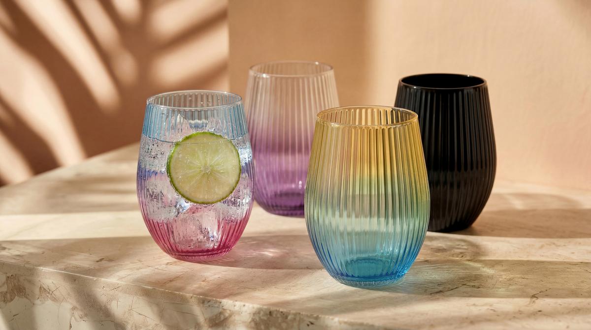Trinkglas Jessi ca. 610 ml - Gelb/Flieder, MODERN, Glas (9.6/12.5cm) - Luca Bessoni