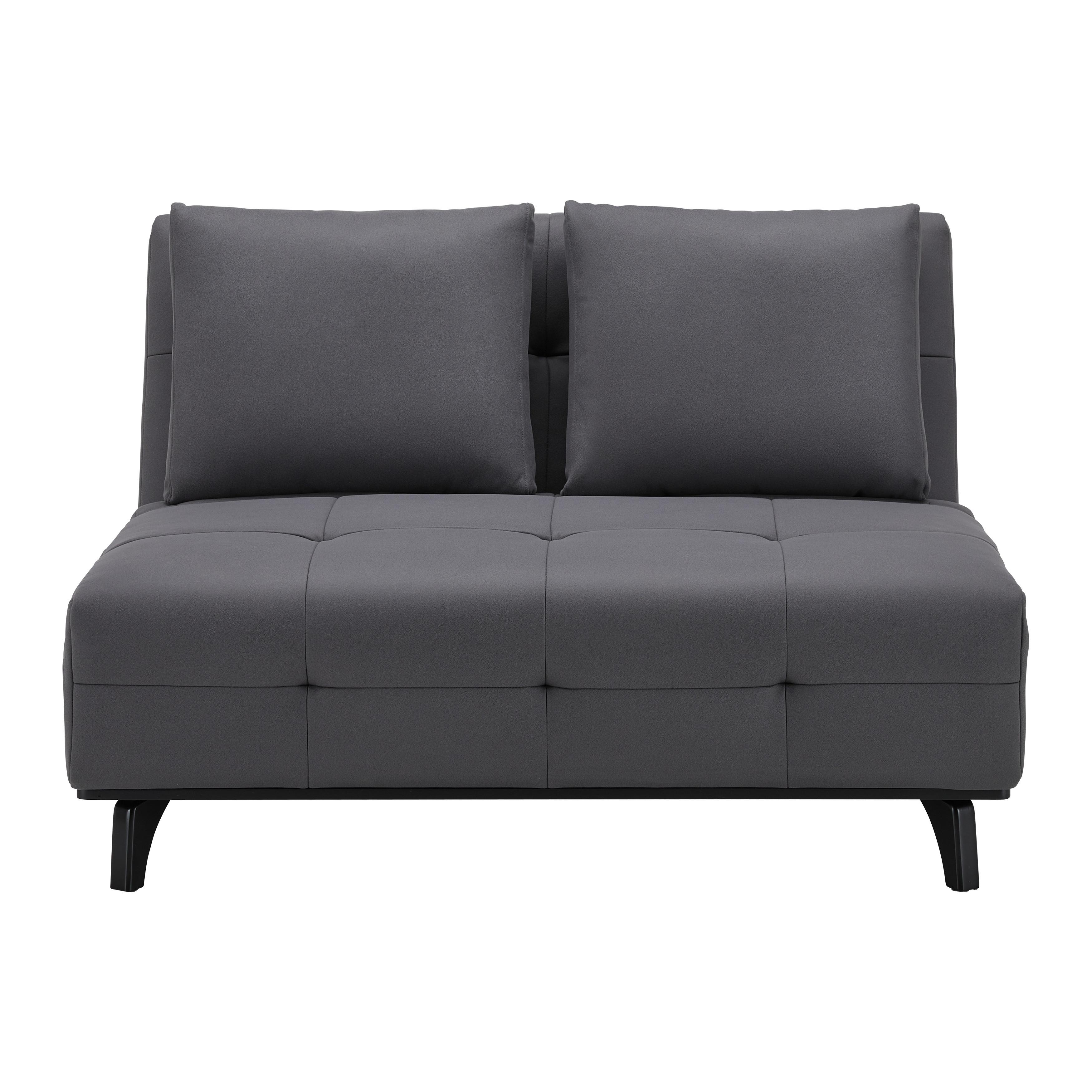 Malá rozkládací pohovka RICA, šedá - šedá/černá, Moderní, kov/dřevo (121/83/93cm) - Bessagi Home