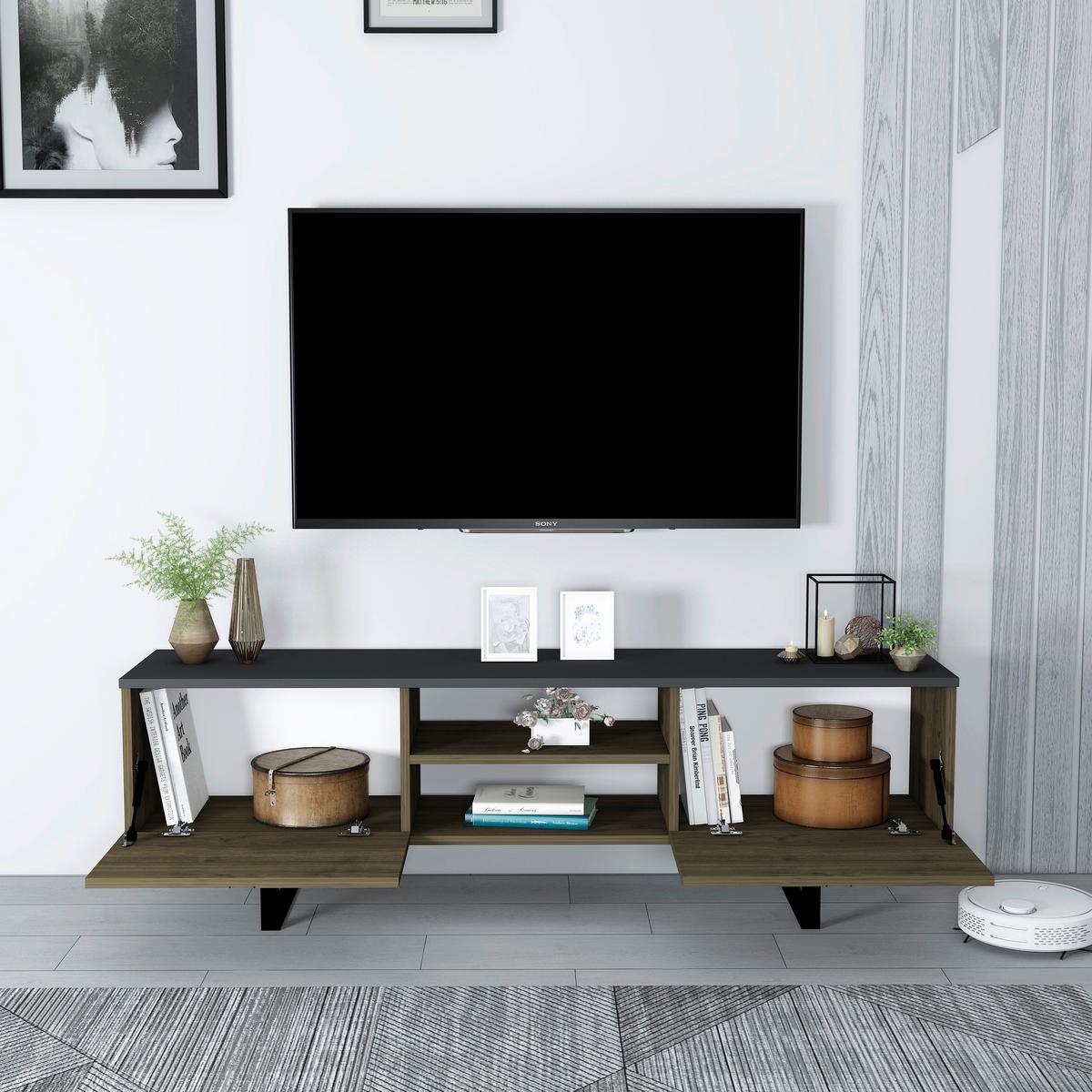 Lowboard Zeus TV-Schrank - Eiche dunkel/Walnussfarben, Design, Holzwerkstoff (160/50/35cm) - Livetastic