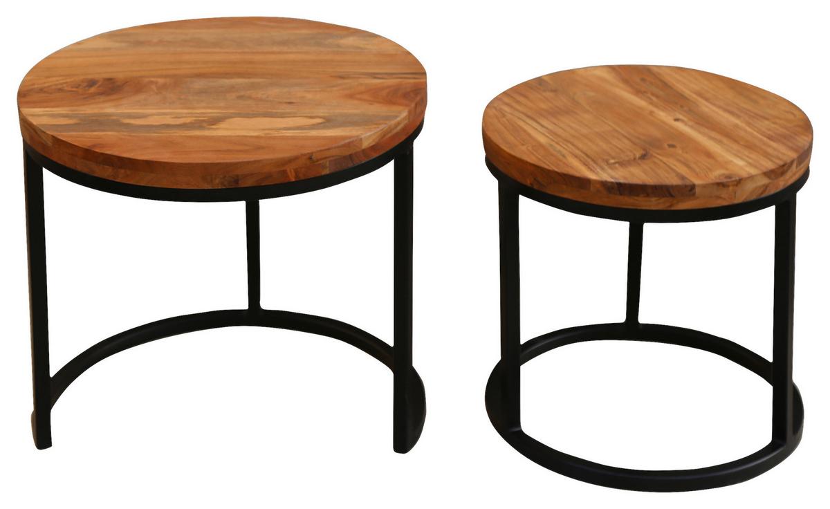 Satztisch Selma B: 40-50cm Akaziefarben - Schwarz/Akaziefarben, MODERN, Holz/Metall - MID.YOU