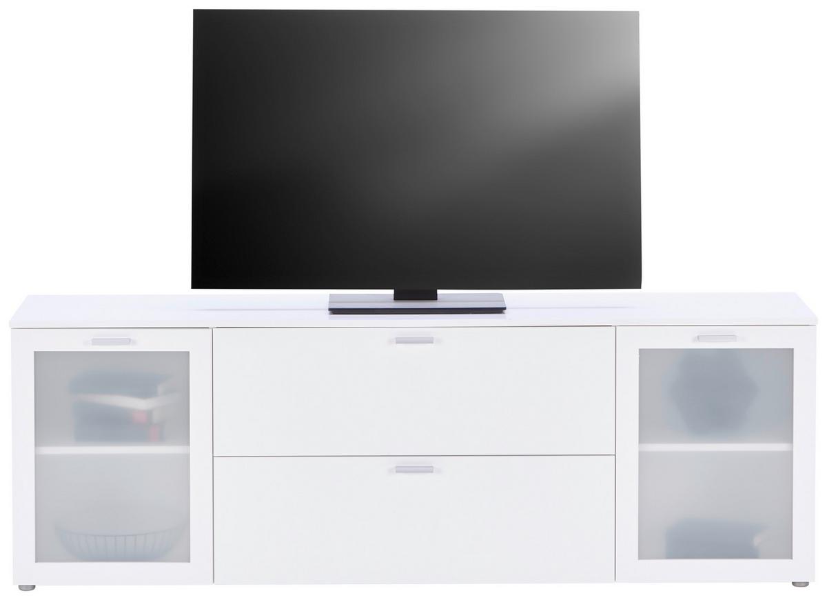 STOLEK NA ELEKTRONIKU XENO - bílá, Moderní, kompozitní dřevo/sklo (180/62/37cm)