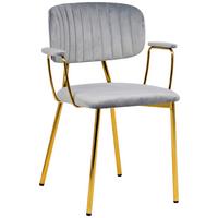 SADA STOLIČIEK S PODRÚČKAMI KIAN - sivá/zlatá, Modern, kov/textil (63/80/51cm) - MID.YOU