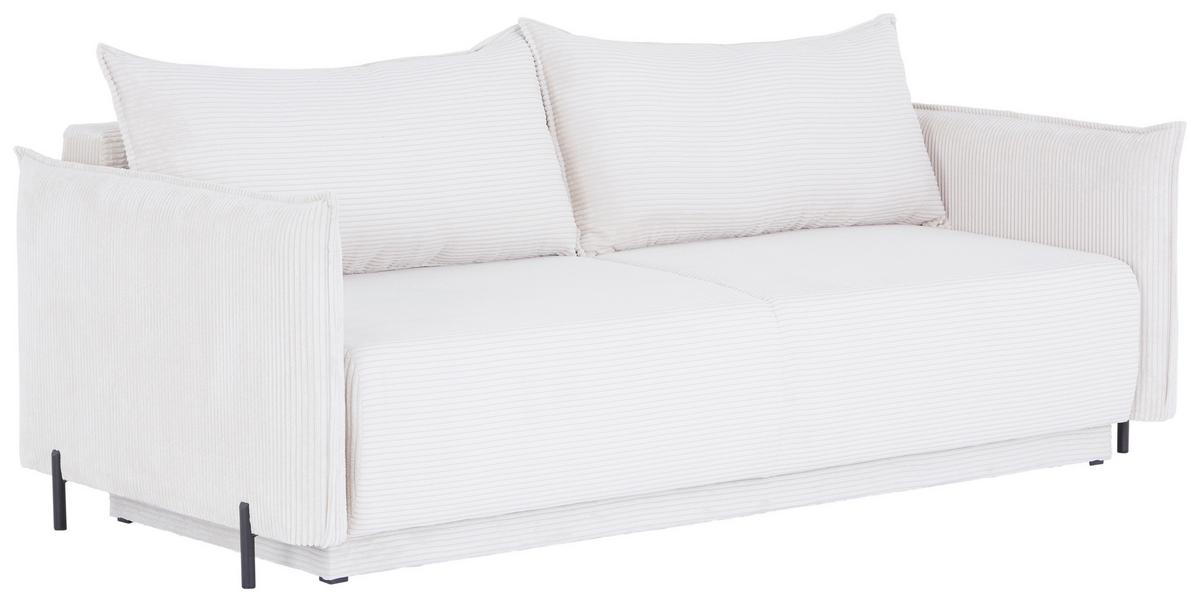 3-Sitzer-Sofa Mit Schlaffunktion Giulia B:217cm - Creme/Schwarz, MODERN, Textil (217/75-95/112cm) - Luca Bessoni