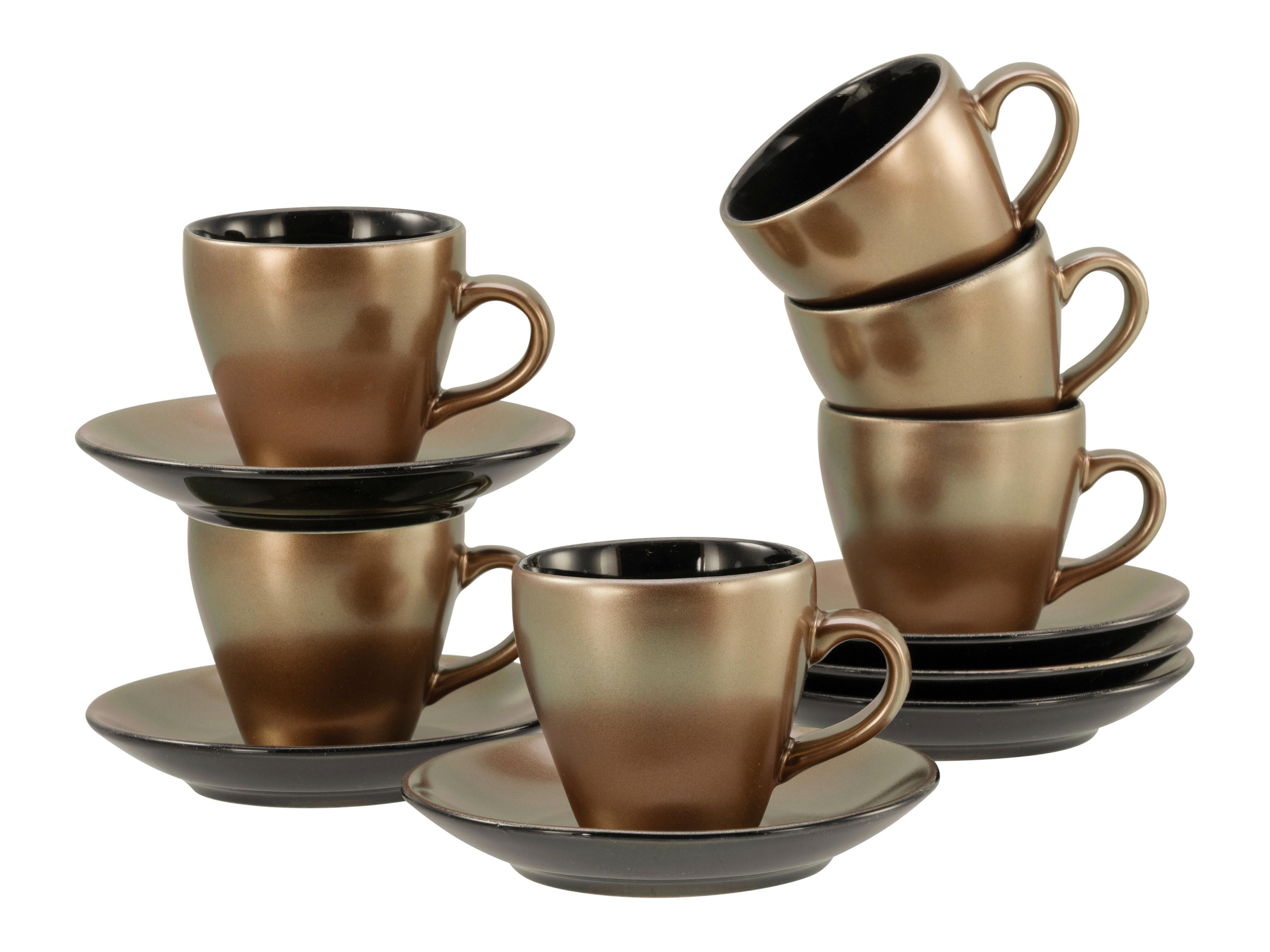 Espressotasse mit Untertasse Golden Days Schwarz/Goldfarben - Goldfarben/Schwarz, Basics, Keramik - Creatable