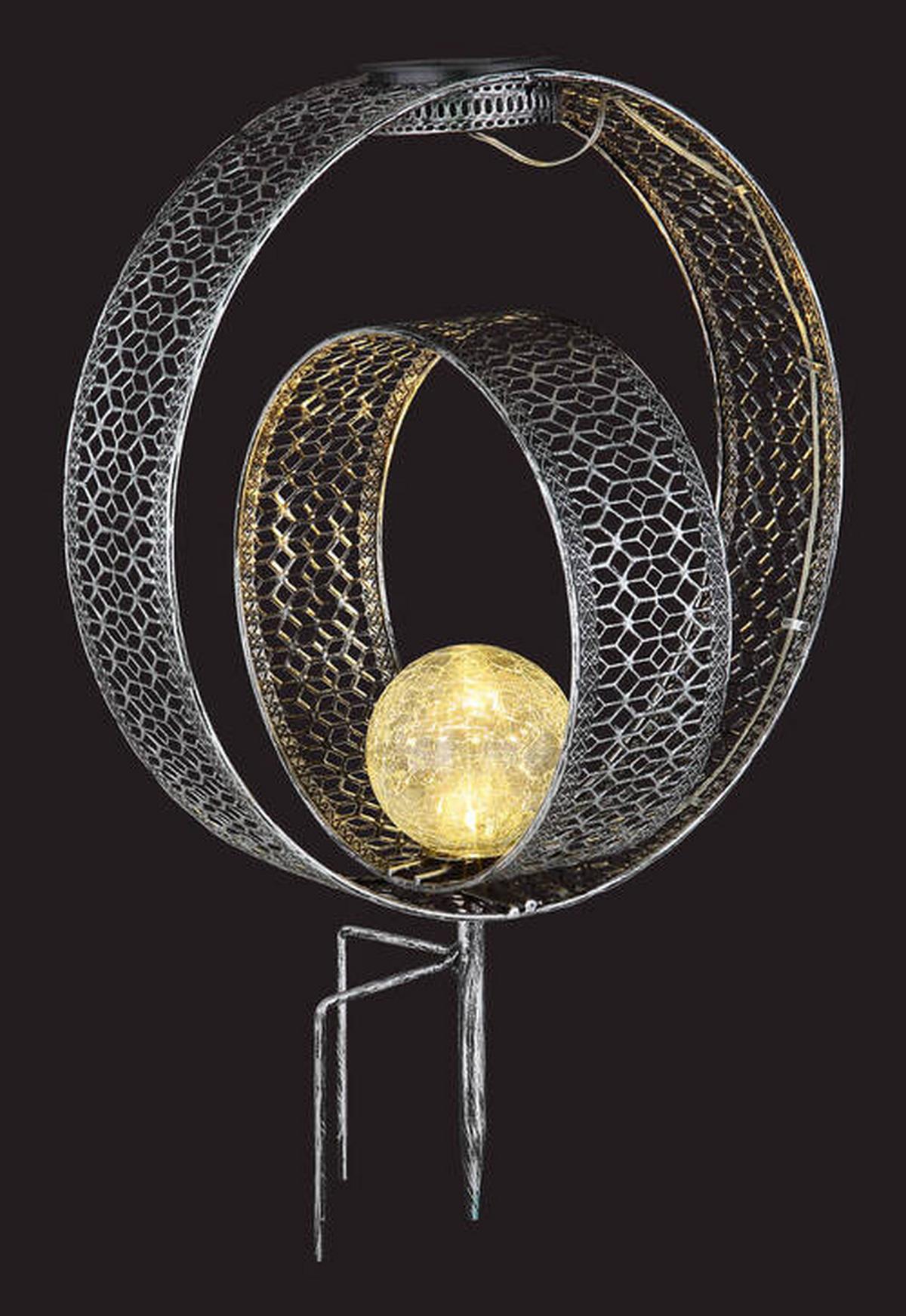 Solarleuchte 33644 - Klar/Silberfarben, Design, Glas/Metall (30/20/42cm) - Globo