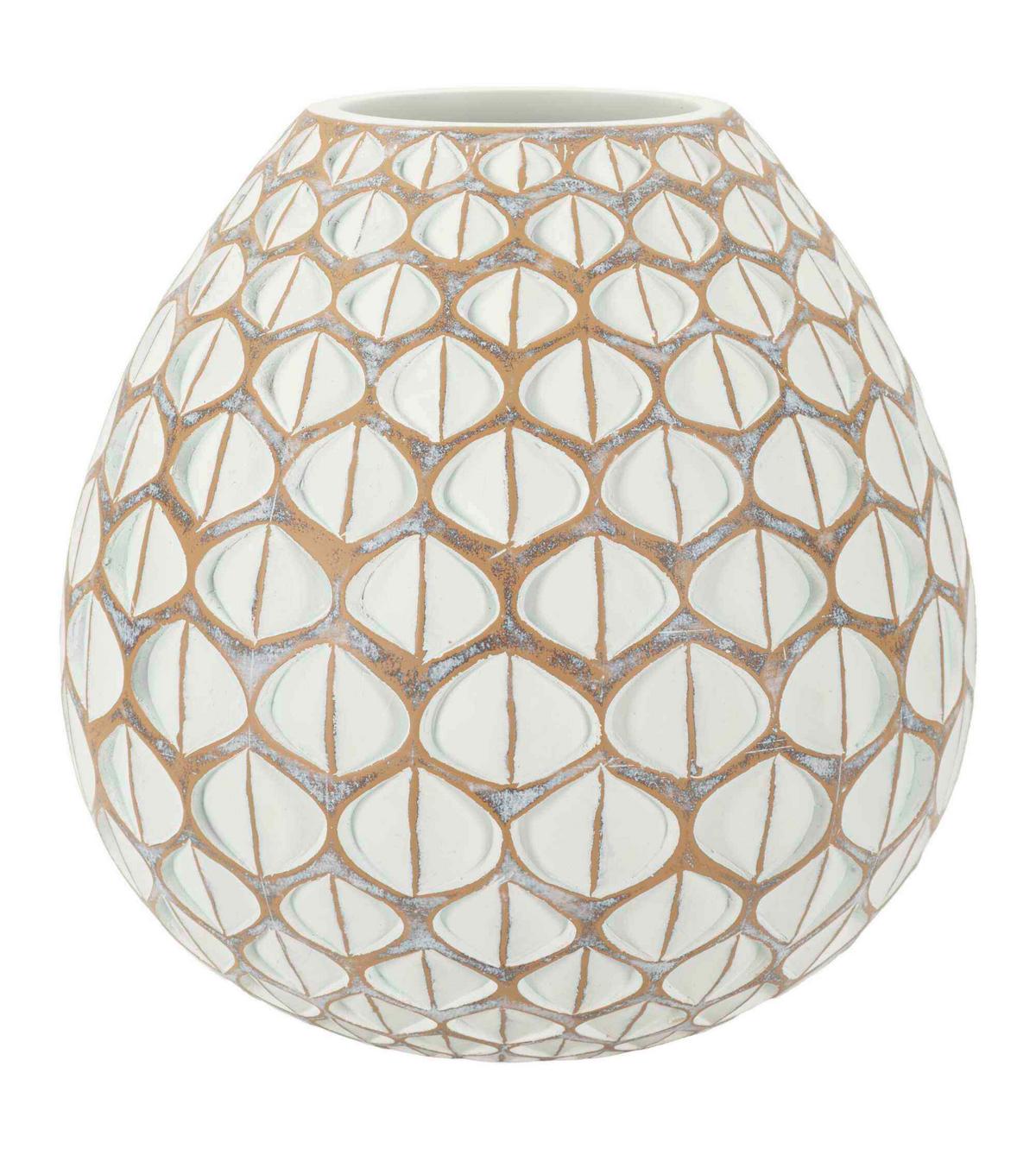 Vase Resin Tibet Weiß B: 27 Cm - Weiß, Basics, Kunststoff (27/27/27cm)