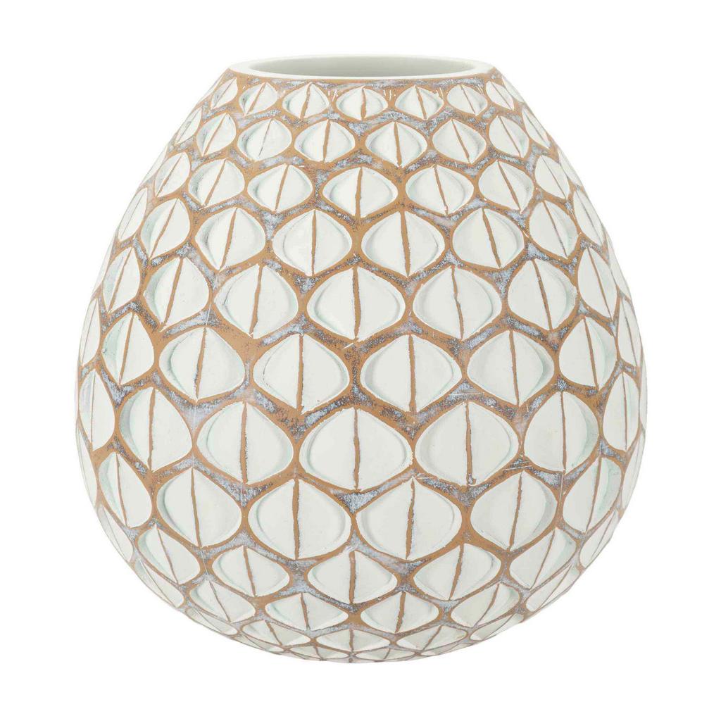 Vase Resin Tibet Weiß B: 27 cm