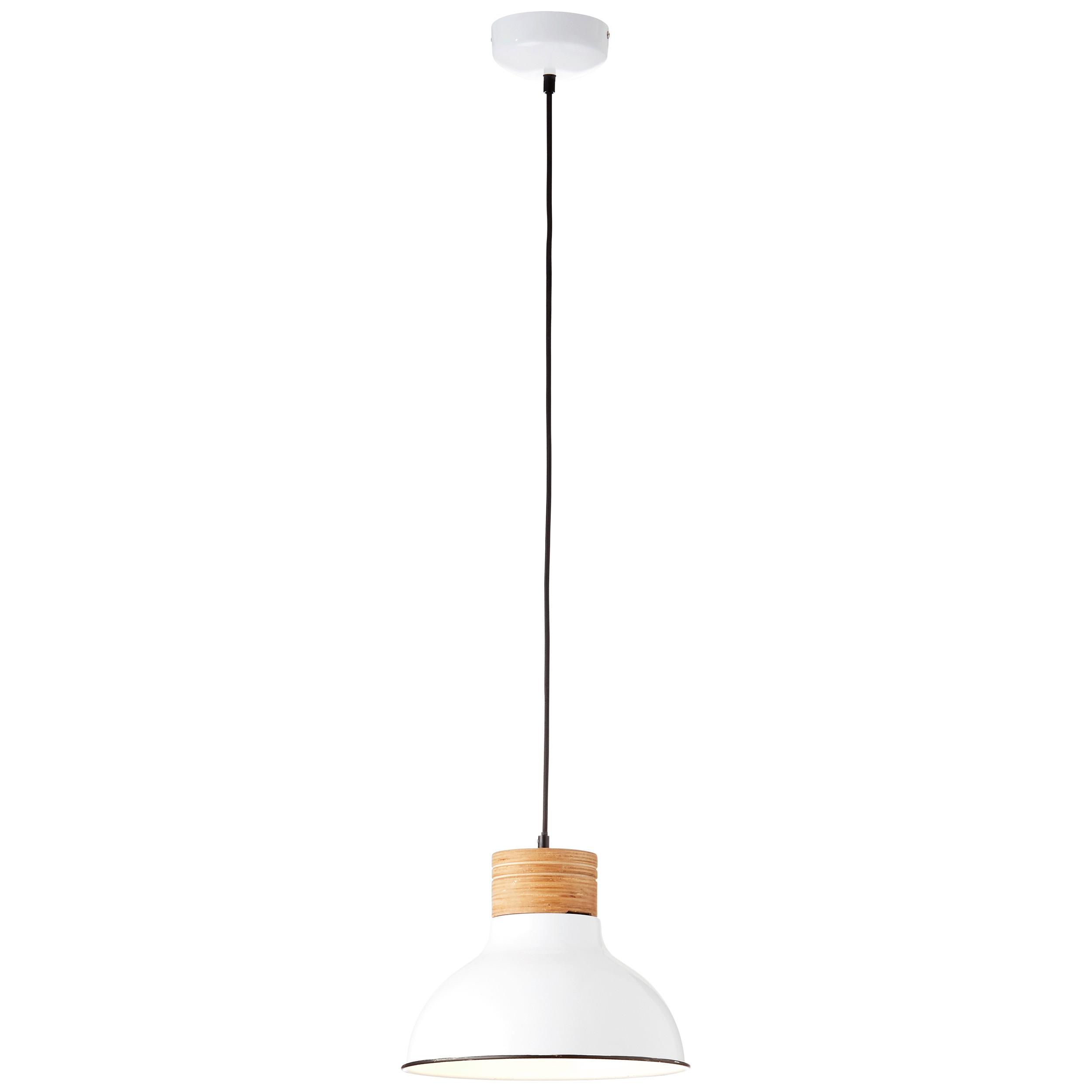 Hängeleuchte Pullet H: 126 cm 1-Flammig höhenverstellbar - Weiß, Design, Holz/Metall (30/126cm) - Brilliant