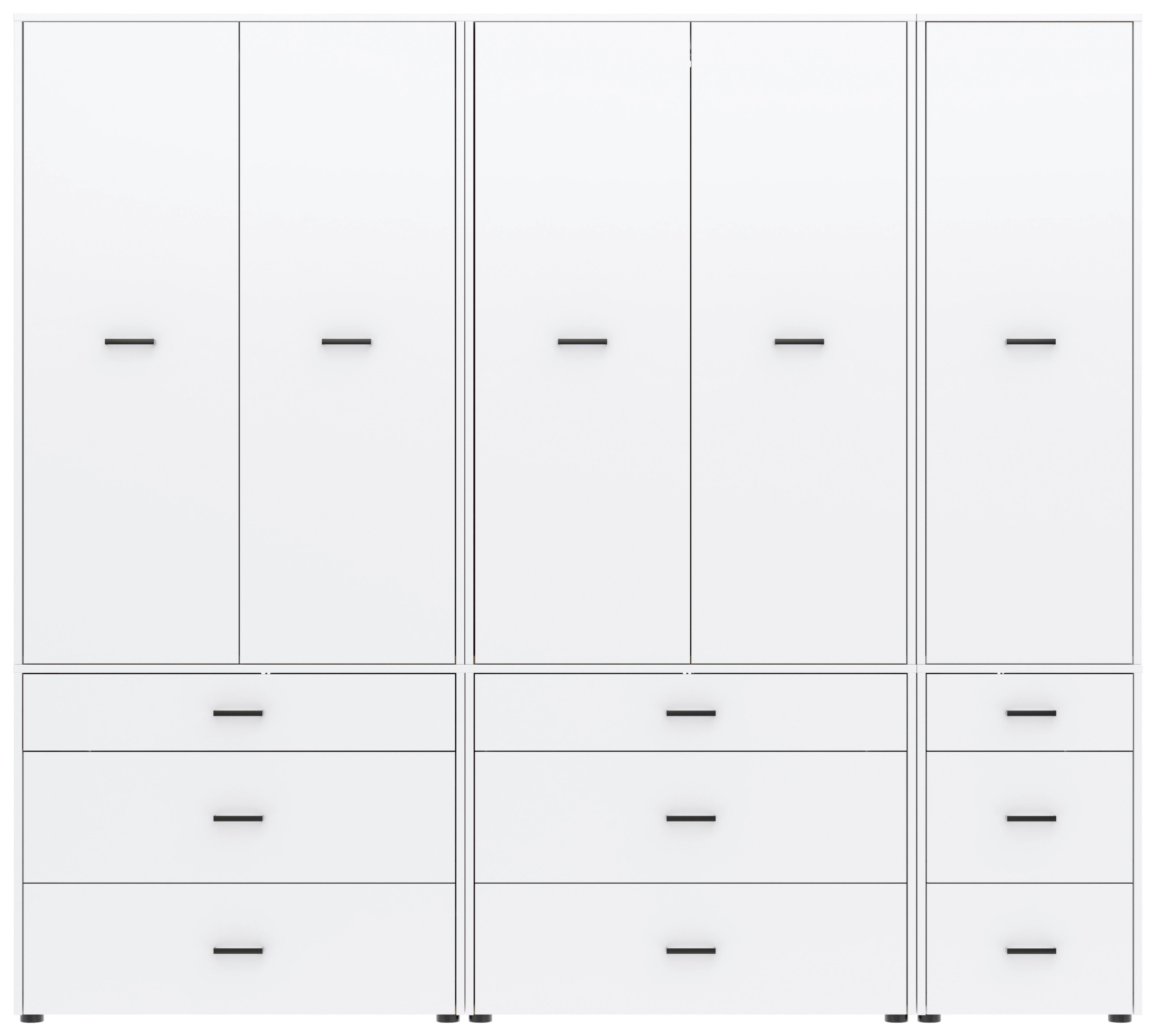 Drehtürenschrank m. Schubladen 225 cm Kivo, Weiß