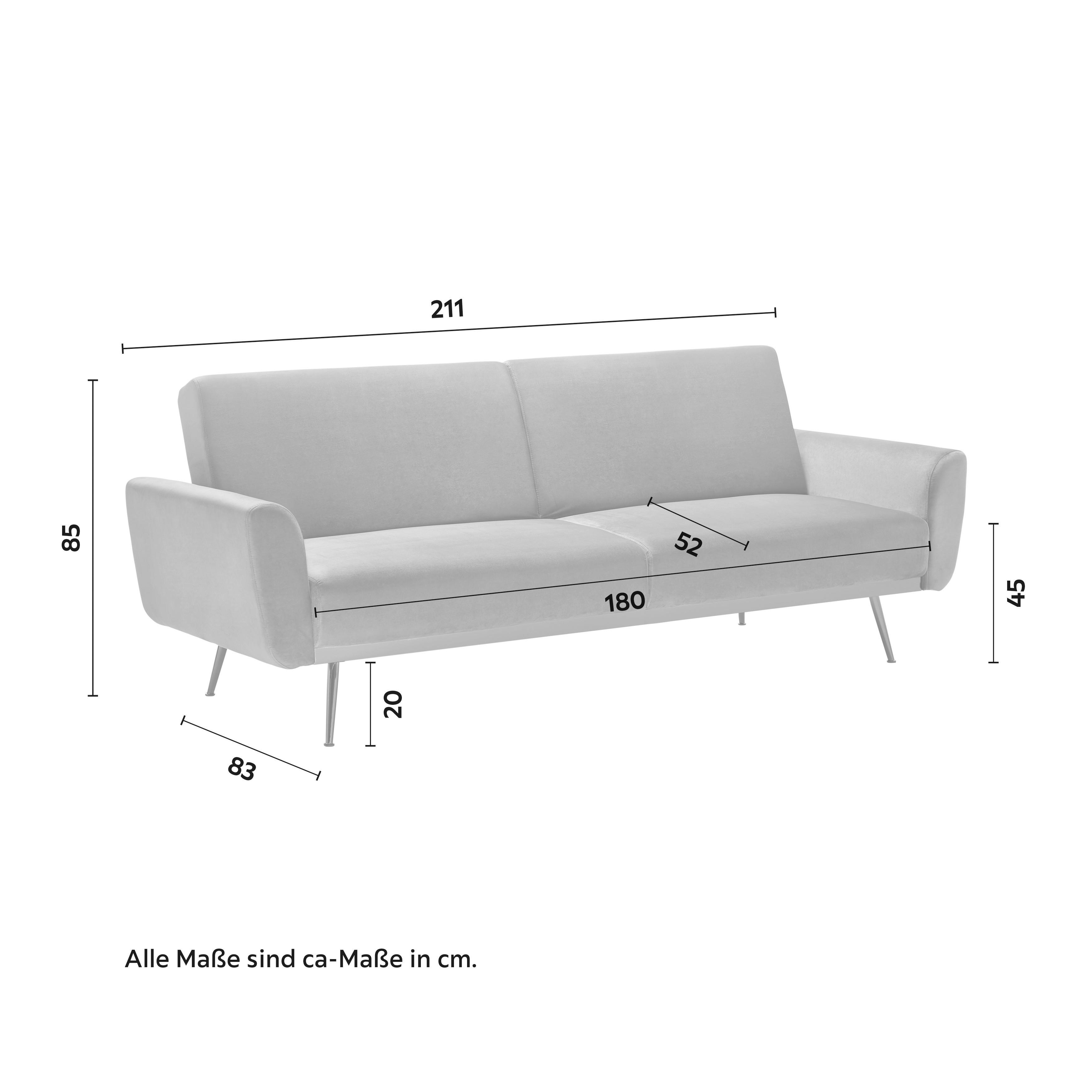 Rozkladacia pohovka s vankúšmi GUILIA, sivá - medená/sivá, Modern, kov/drevo (211/85/83cm) - Modern Living