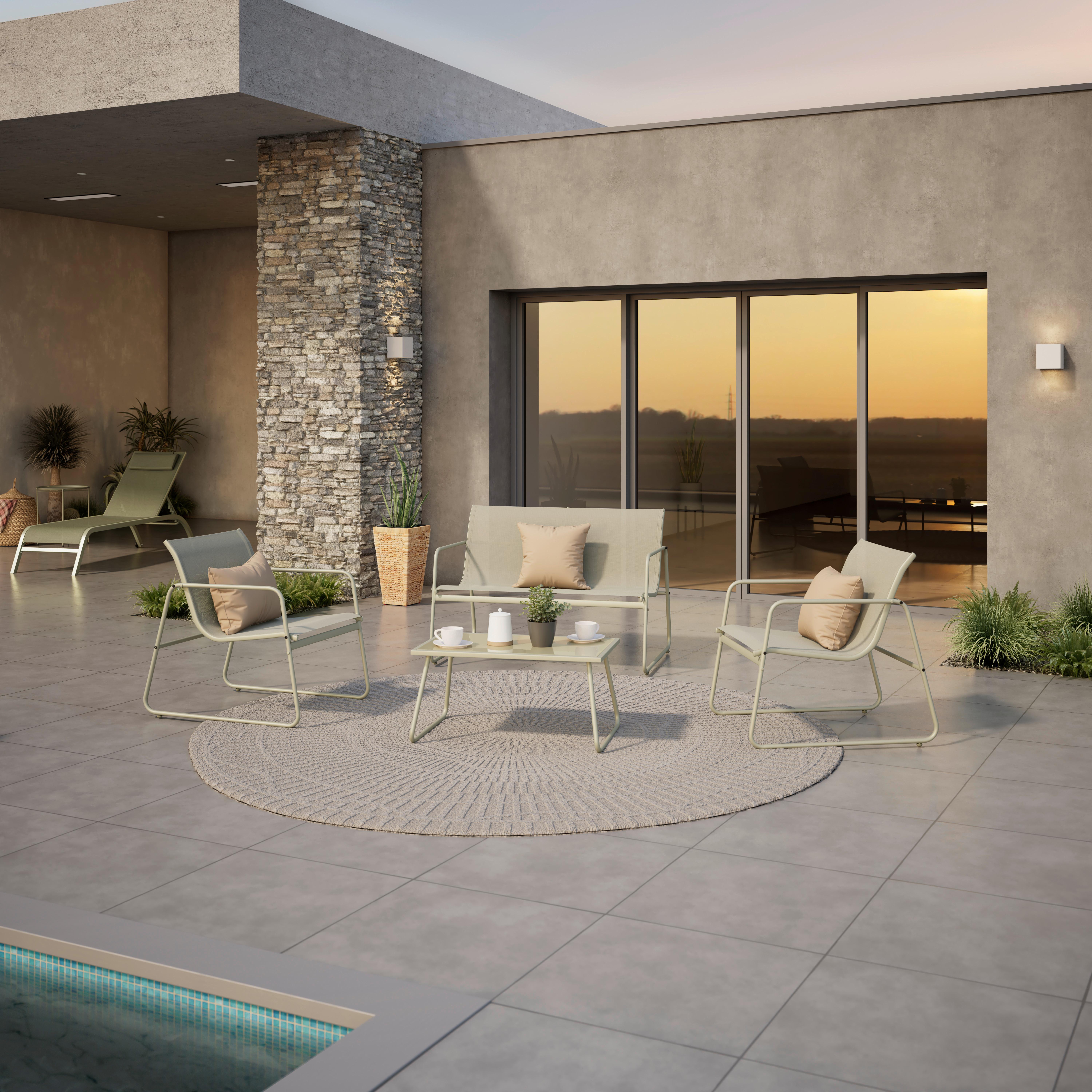 Loungegarnitur Porec Metall/glas - Grün, MODERN, Glas/Textil - Luca Bessoni