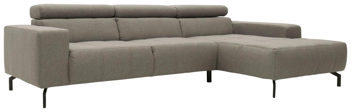 Ecksofa Cunelli Silberfarben Webstoff - Silberfarben/Schwarz, Design, Textil (292/175cm) - MID.YOU