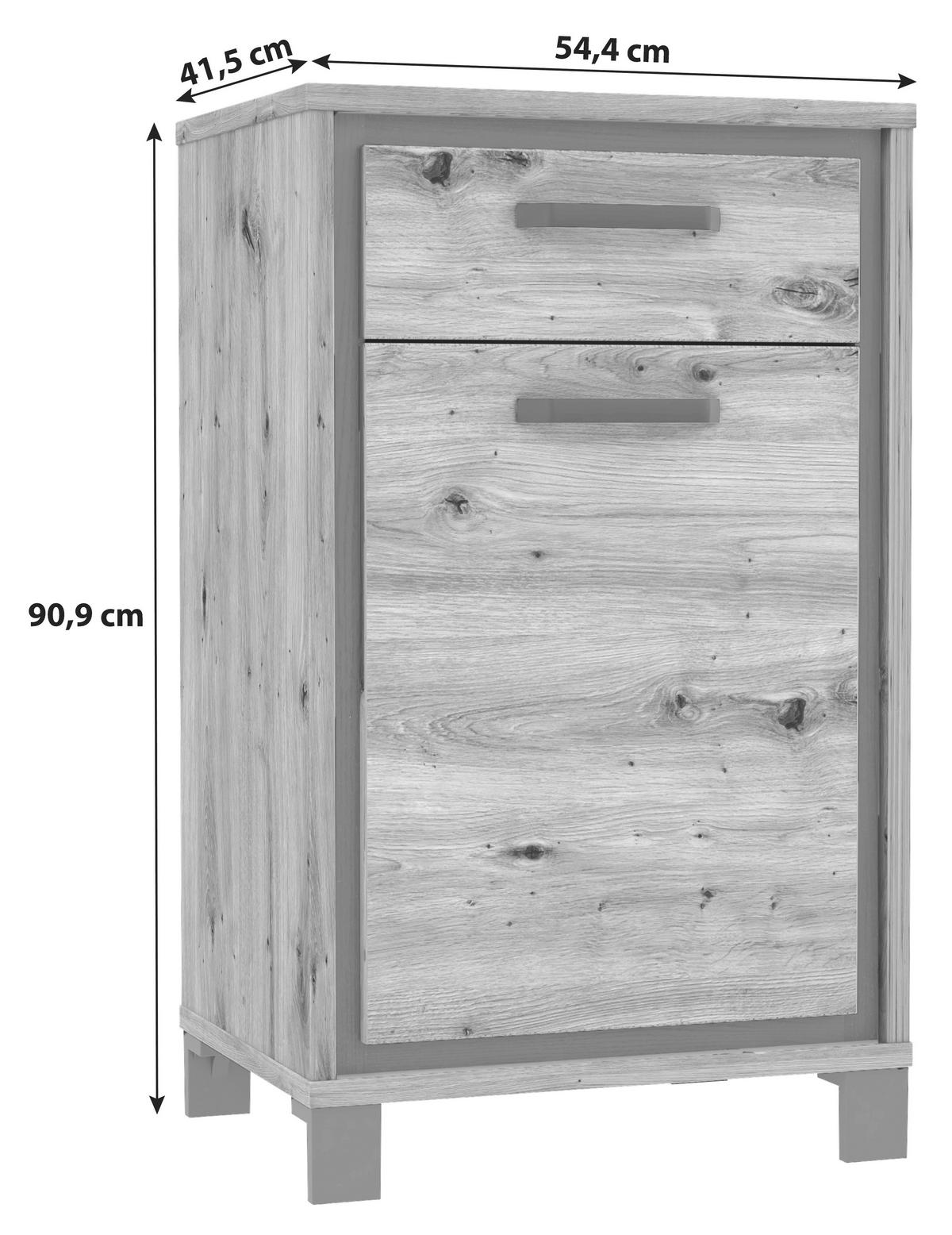 Schuhschrank Trondheim Eiche Dekor M. Schublade B: 54,4 Cm - Eichefarben/Schwarz, Basics, Holzwerkstoff/Kunststoff (54,4/90,9/41,5cm) - Livetastic