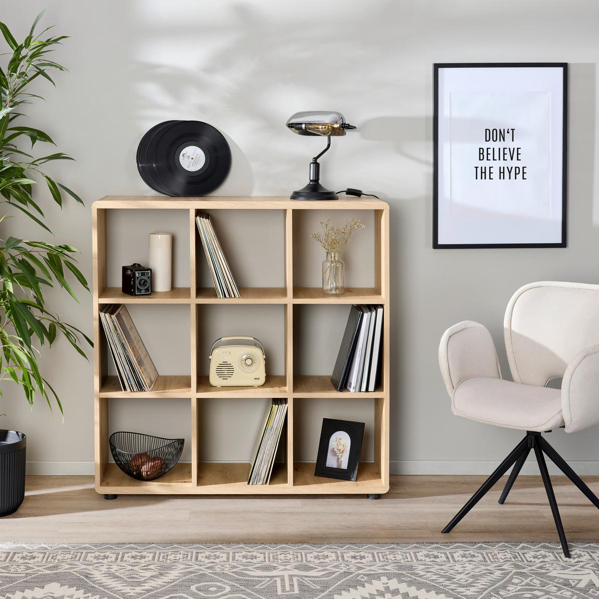 Regal Fontana Plus Eiche Dekor B: 108,8cm, - Eichefarben/Schwarz, MODERN, Holzwerkstoff (108,8/110,2/35cm)