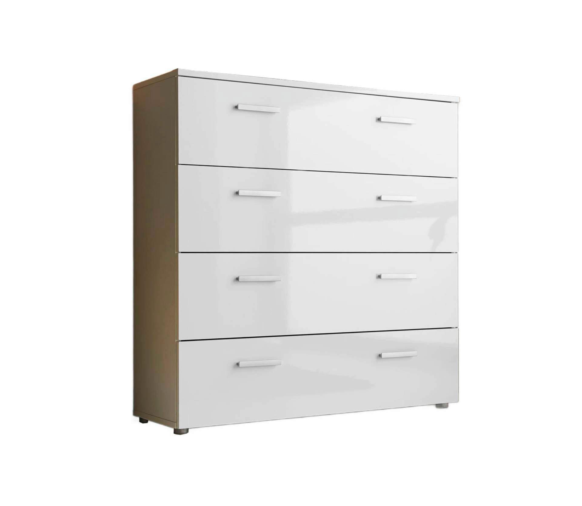 Sideboard Marbella Weiß Hochglanz B: 88 cm - Weiß Hochglanz/Schwarz, MODERN, Holzwerkstoff (88/91/32cm) - MID.YOU