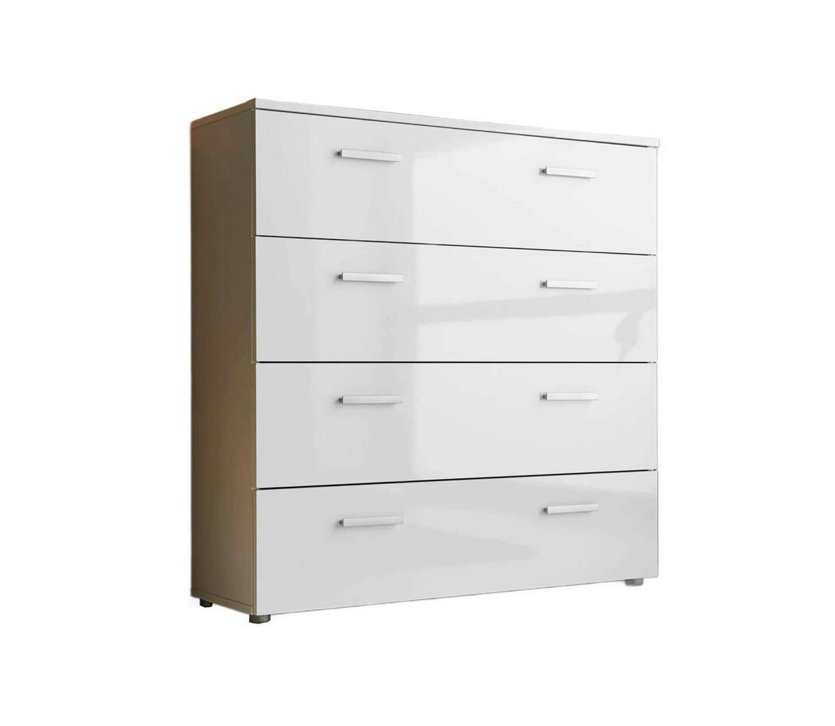 Sideboard Marbella Weiß Hochglanz B: 88 cm - Weiß Hochglanz/Schwarz, MODERN, Holzwerkstoff (88/91/32cm) - MID.YOU