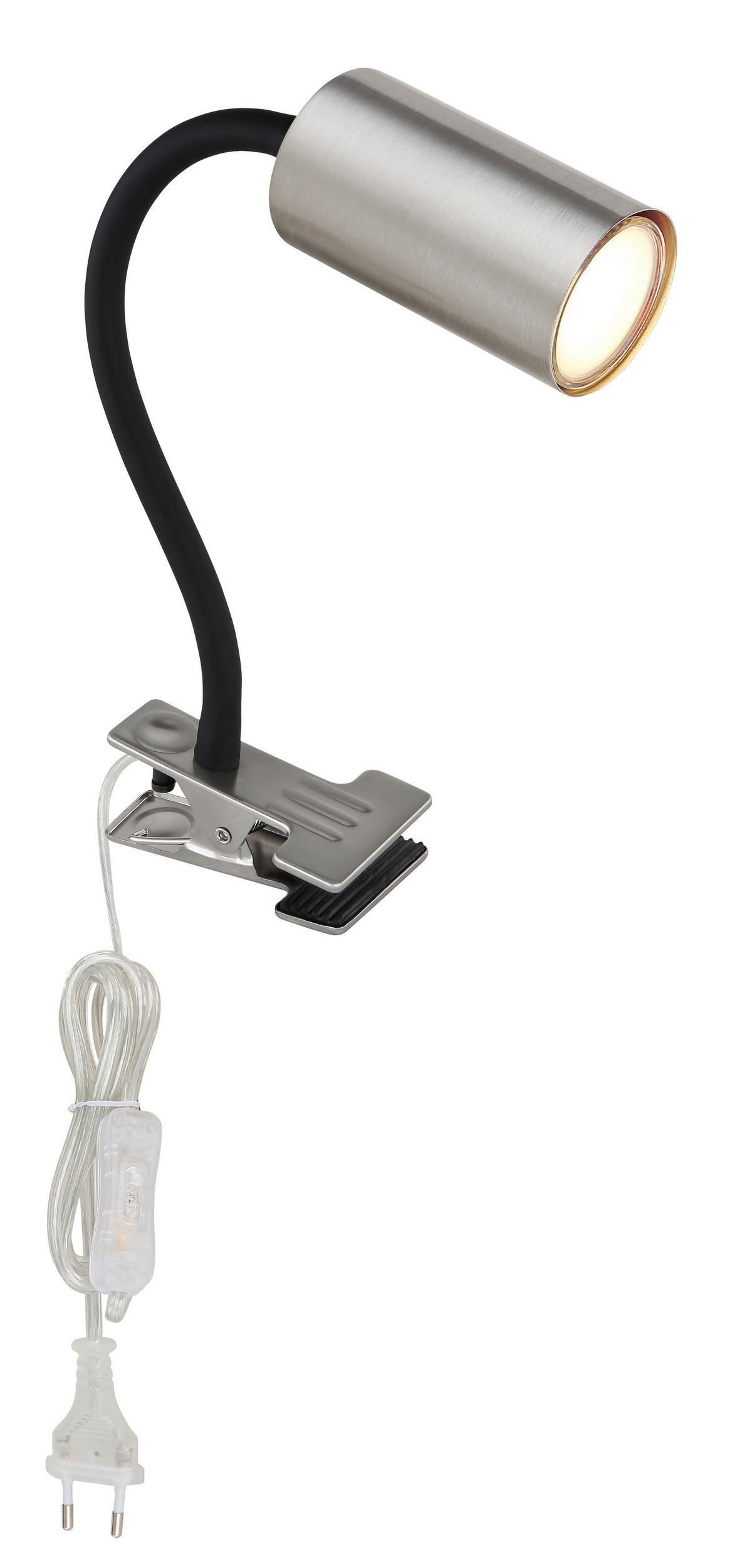 Klemmleuchte 57911k - Schwarz/Nickelfarben, Basics, Kunststoff/Metall (10/5,5/41,5cm) - Globo