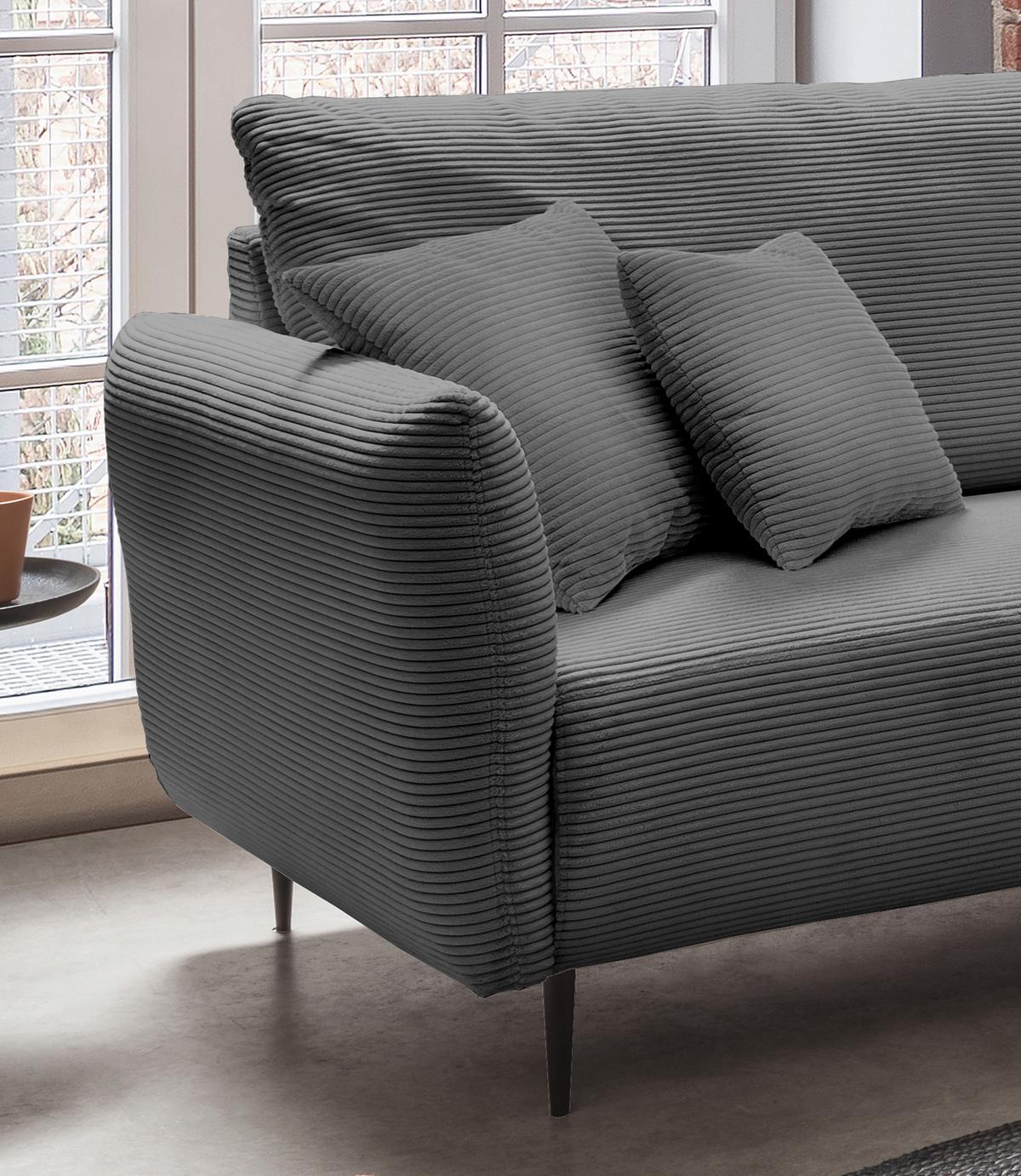 Ecksofa Vanilla Grau S: 294x256 Cm - Schwarz/Grau, Design, Textil (294/256cm) - Livetastic